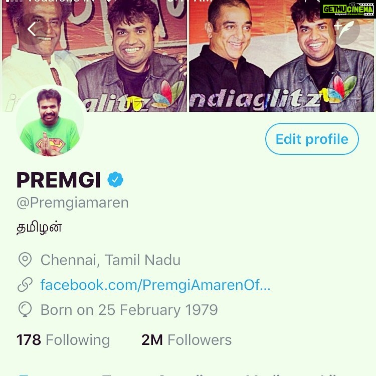 Premgi Amaren Instagram - 2 million followers in twitter ✌️ Thanks to all 🙏