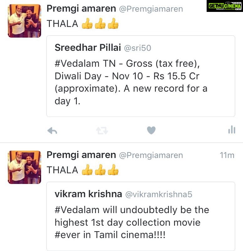 Premgi Amaren Instagram - THALA 👍👍👍