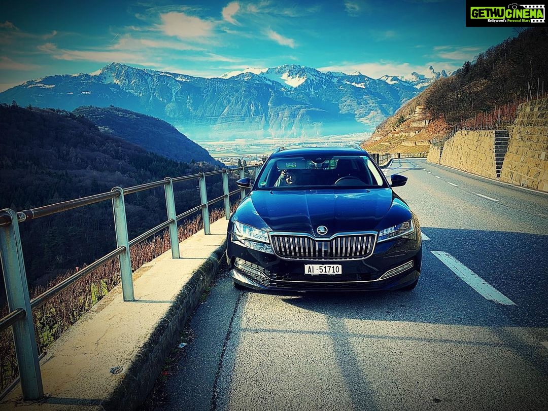 Prithviraj Sukumaran Instagram - Throwback to our cross country drive in Jan 2020 @supriyamenonprithviraj ! Enroute Mont Blanc, taking a break from the long hours behind the wheel at the Switzerland/France border. Had such different ideas about the year ahead back then! Hopefully, the world will come back to normal soon, and travellers and explorers will be back to doing what they love best!