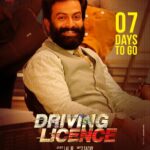 Prithviraj Sukumaran Instagram - 7 days to go!! #DrivingLicence on December 20th. Trailer - https://youtu.be/8pXjSuTdV7o Video Song - https://youtu.be/DyYbNCKqeqs