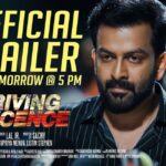 Prithviraj Sukumaran Instagram - #DrivingLicence Official Trailer Out Tomorrow @5pm IST! 😊