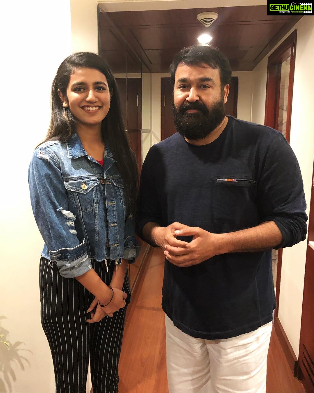 Priya Varrier - 585K Likes - Is this even real?!Been pinching myself since the day this happened 🥰I consider myself the luckiest to have met this legend and spent a few minutes with him.I am humbled that I got to touch his feet and seek his blessings for all my future endeavours!😇Padmabhushan Padmasri Bharat Dr. lieutenant colonel @mohanlal sir aka nammade swantham lalettan🙏🏻