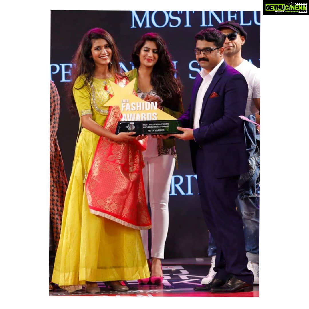 Priya Varrier - 552K Likes - Here comes the second one.Thank you @lulufashionindia for considering me the best person to be the 'Most influential person on social media'.😇 @roshan_abdul_rahoof @raees_abdul_rahoof