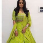 Priyamani Instagram - Thank you my louuuuu @mehekshetty for making me wear this and saying that I could pull off this colour !!! Wearing this gorgeous lehenga by @poornimans_official !! Makeup and hairstyle by my personal favourites @pradeep_makeup and @shobhahawale ❤️❤️❤️ for a wedding last night !! #happy me #lovingthecolour #