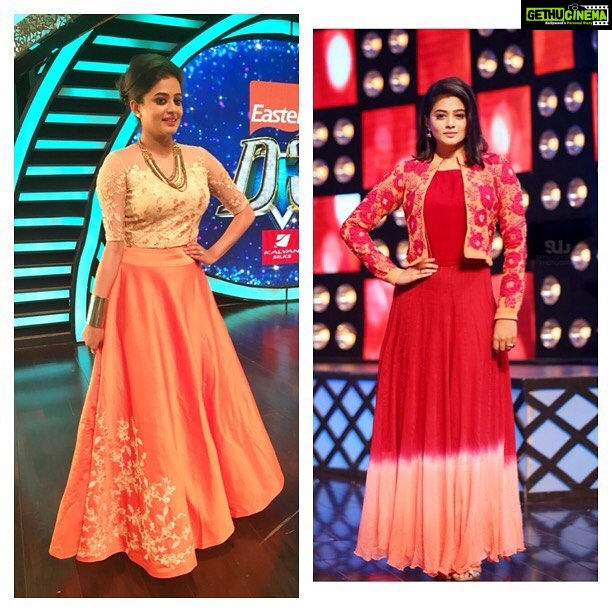 Priyamani Instagram - #EasternD3#thank u #Label'M for the beautiful cream and orange crop top and skirt and thank u @shemy_designer for the gorgeous gown with embroidered jacket!!