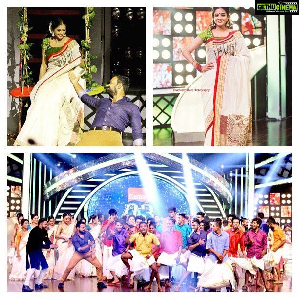 Priyamani Instagram - Onam ashamsakal everyone!!join us today and be part of our onam festivities and be part of the fun we had!!!its going to be a laugh riot and a very special episode as we have one of the most awesome actor #kuchakoboban to celebrate onam with our D3 family!!solo pic courtesy @adwaithshine #mazhavilmanorama#EasternD3#onamonday#laughriot#