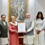 Priyanka Chopra Instagram - Very grateful to the honorable Prime Minister of India, Shri Narendra Modi to meet me, Shri J.P. Nadda (Indian Health Minister) and Mrs. Michelle Bachelet, (former President of Chile, incoming #PMNCH Chair) in regards to being a patron for the Partners' Forum which is being held in New Delhi in December this year. The aim is very important - the improvement and transformation of access to quality healthcare at at every life stage for women, children and adolescents, in an effort to help achieve the Sustainable Development Goals in 2030. This year, India will play host to the largest ever Partners' Forum, with more than 1,200 delegates from more than 92 countries. It was an insightful, positive conversation which was very heartening and inspiring because of the personal commitment of everyone at the meeting. We covered a lot of ground from the various efforts being taken by individual countries & partners to building a collective environment that could help propel the change we seek for a better world. We started something important today and I am looking forward to what is being set in motion. @narendramodi #JPNadda #MichelleBachelet #2018PMNCHLive #PMNCH #PartnersForum Delhi, India
