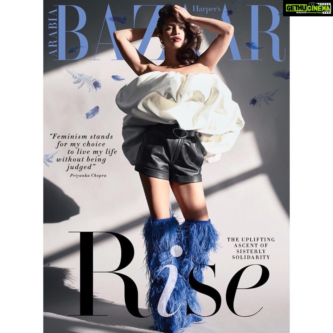Priyanka Chopra Instagram - 💙New @harpersbazaararabia 🖤 Big thank you... photo: @davidslijper styling: @sarahgorereeves makeup: @yumi_mori hair: @owengould nails: @ginaedwards_ production: @cezargreif