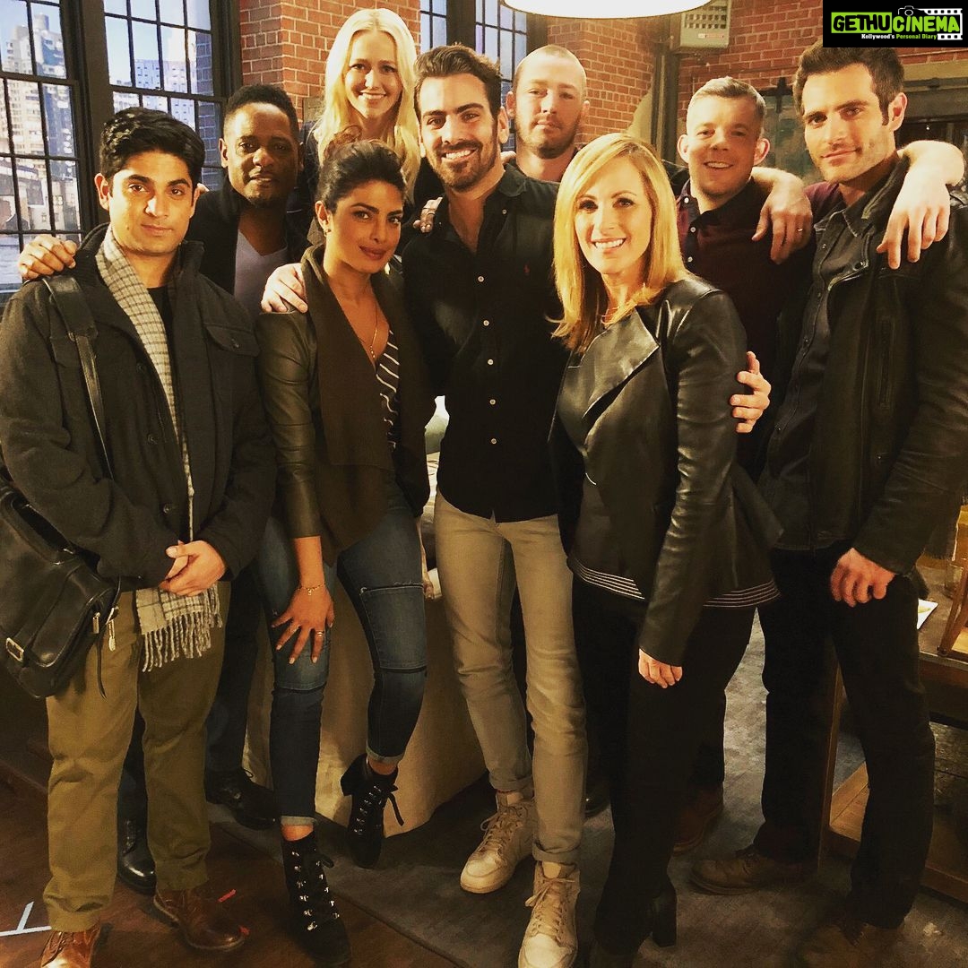 Priyanka Chopra Instagram - Was lovely to have you on set @nyledimarco and your surprise was truly a surprise! I’m so glad u did! Lol. Thank you @themarleematlin for being such a fun bundle of energy. #Quantico3 Team: @blairunderwood_official @alanpowell10 @jakeamclaughlin @russelltovey @thejohannabraddy @thevanditbhatt ❤️ #april26th we’re back! New York, New York