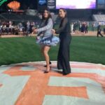 Priyanka Chopra Instagram – So NBD just throwing my first pitch with @annefulenwider and the most incredible achiever’s at AT&T Park (home of the San Francisco Giants) while attending the Marie Claire Power Trip dinner. #sanfrancisco love the slo mo sound! @balmain @marieclairemag Oracle Park