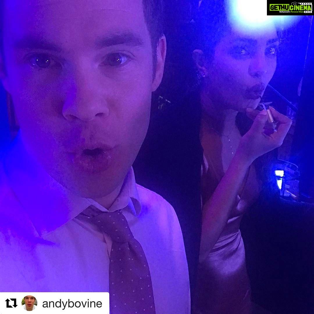 Priyanka Chopra Instagram - Lol! Thank you @andybovine and oh our similarities! So much to say about that! Haha π This was so fun! Cant wait for the world to see how lovely this movie will be. @rebelwilson @straussschulson @liamhemsworth #Gina #Grant #simon and the entire team of #isntitromantic au revoir and I can't wait to see you guys again. Much love β€οΈπππΌπ #Repost @andybovine (@get_repost) γ»γ»γ» That's a wrap on the homegirl @priyankachopra! We're alike in so many ways but most of all we have the exact same lips. @isntitromanticmovie
