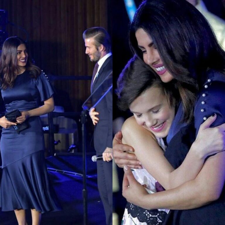 Priyanka Chopra Instagram - Thank you @davidbeckham and @milliebobby_brown for inducting me into the @UNICEF global family. Always delighted to meet likeminded people who believe that there is humanity left in us after all. And @milliebobby_brown you were a superb host tonight... congratulations on the #GoldenGlobes nod #foreverychild
