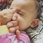 Priyanka Chopra Instagram – This one loves eating my hands… #babybites the best @sky.krishna