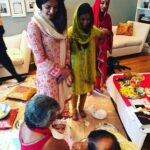 Priyanka Chopra Instagram - Diwali Puja with the family. @sky.krishna first diwali.. God I miss home but so nice to have family and friends over! @divya_jyoti @chickyp85 #diwaliinNYC