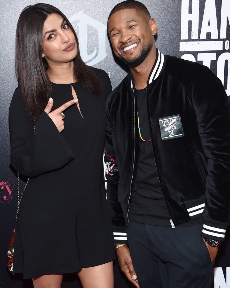 Priyanka Chopra Instagram - Congrats and good luck to my friend and talent extraordinaire @usher for the premiere of #handsofstone you will kill it as #sugarrayleonard @hair_by_priyanka mup @uday104