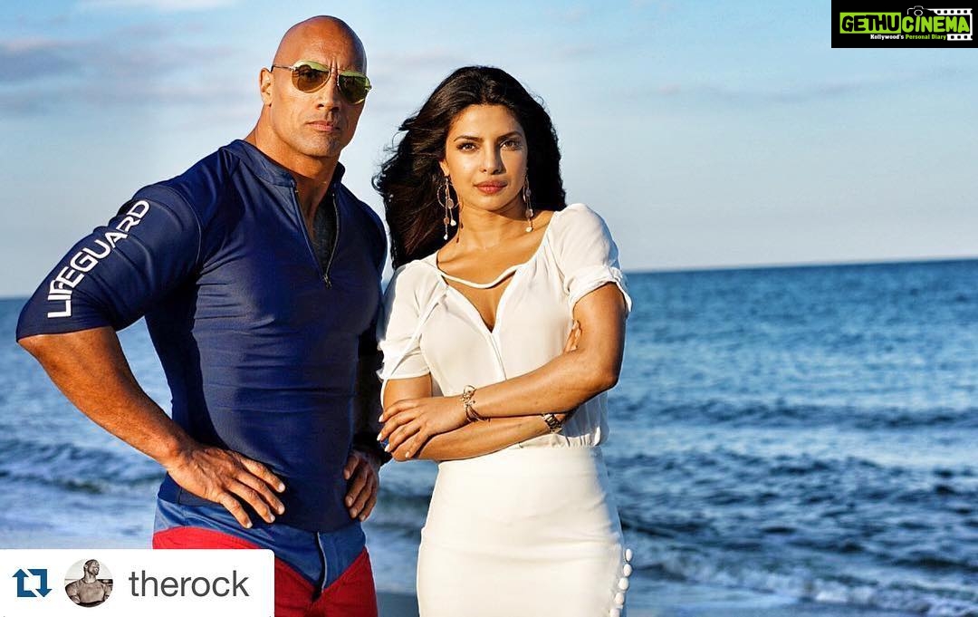 Priyanka Chopra Instagram - But bad is so gooood Dwayne thank u for the amazing 3 days. Can't wait to come back to #Baywatch in April. I already have withdrawals from Victoria! The Baywatch squad is the best! @therock with @repostapp. ・・・ Every great story starts with a great villain... My sistah @priyankachopra is one of the biggest and most beloved stars in the world. When I asked her how she felt about playing opposite me as our main #BAYWATCH villain she simply said with a sly and seductively evil smile, "Oh you're going down..." Cool is the rule, but sometimes bad is bad. Thank you PC for the strong work week and see you on the rebound in GA. #GoodLordIGotMyHandsFull #ChopraDontPlay #BAYWATCH SUMMER 2017.