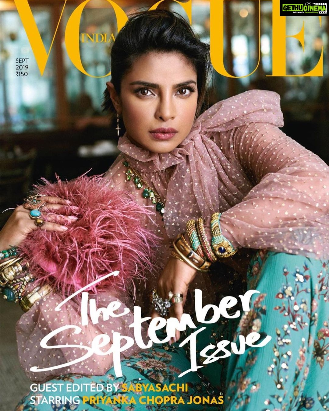 Priyanka Chopra Instagram - Creating and collaborating with the @vogueindia guest editor, creative genius and my dear friend @sabyasachiofficial is such an honor ❤ Thank you @mimi for your forever genius and the rest of the team!
