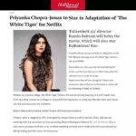 Priyanka Chopra Instagram – So looking forward to these two projects. Working with both @rodriguez and #RaminBahrani is like night and day, and that’s so exciting for me. Between #TheSkyIsPink releasing at @tiff_net next week, filming #WeCanBeHeroes and bringing one of my favorite books to life, #WhiteTiger, as both an actor and EP, looks like it will be an awesome end to the year. @netflix