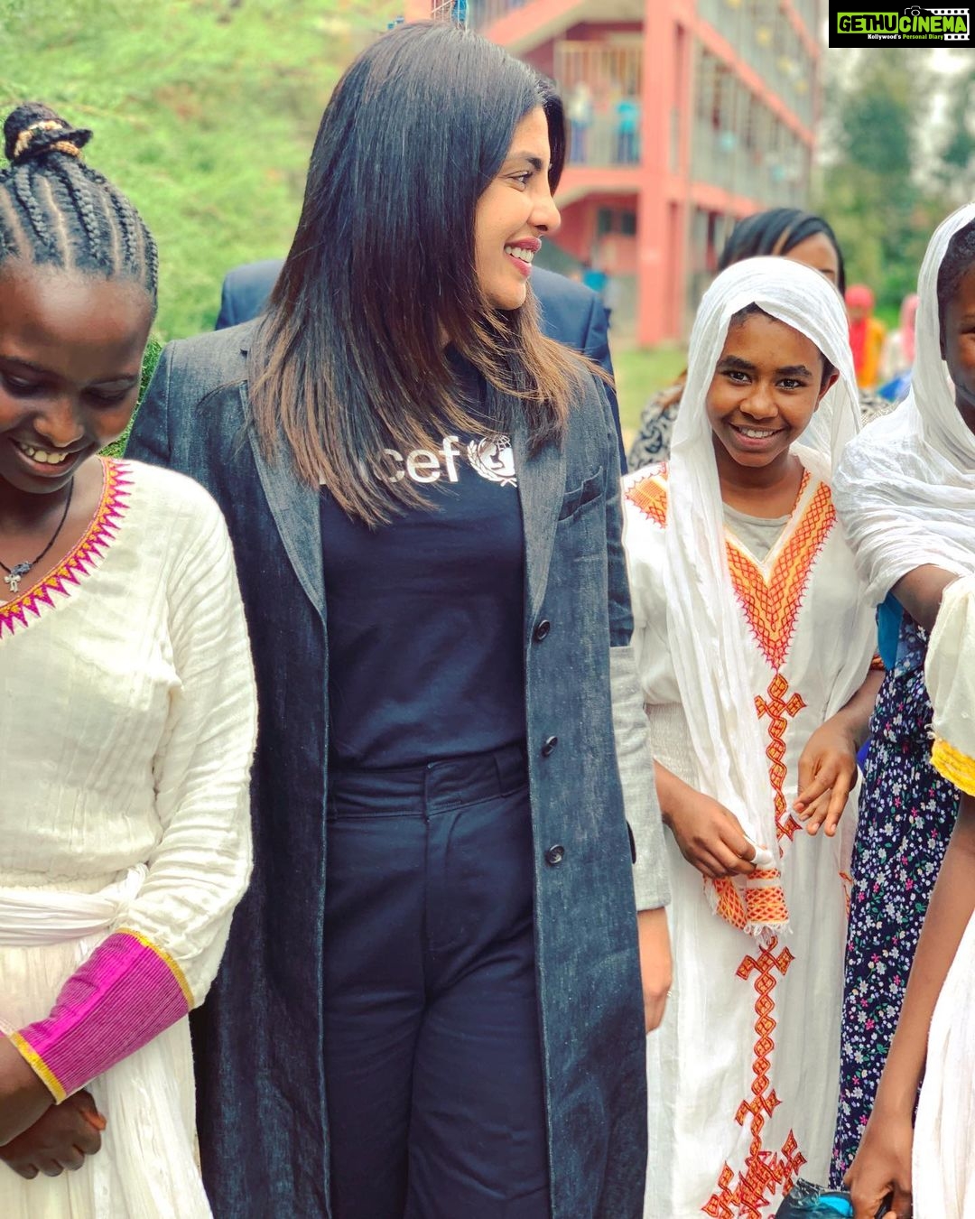 Priyanka Chopra Instagram - Day 1: Dagmawit and her friends are leading members of the Gender Club, a @unicef supported program that empowers girls and boys. The Gender Clubs deliver relevant knowledge and skills to help the students combat harmful social practices, like gender based violence, child marriage, and sexual violence. It’s was amazing to see these brave girls take on and tackle such difficult issues and create an environment where they can teach their own peers. I’m inspired. @unicefethiopia #achildisachild #foreverychild Addis Ababa, Ethiopia