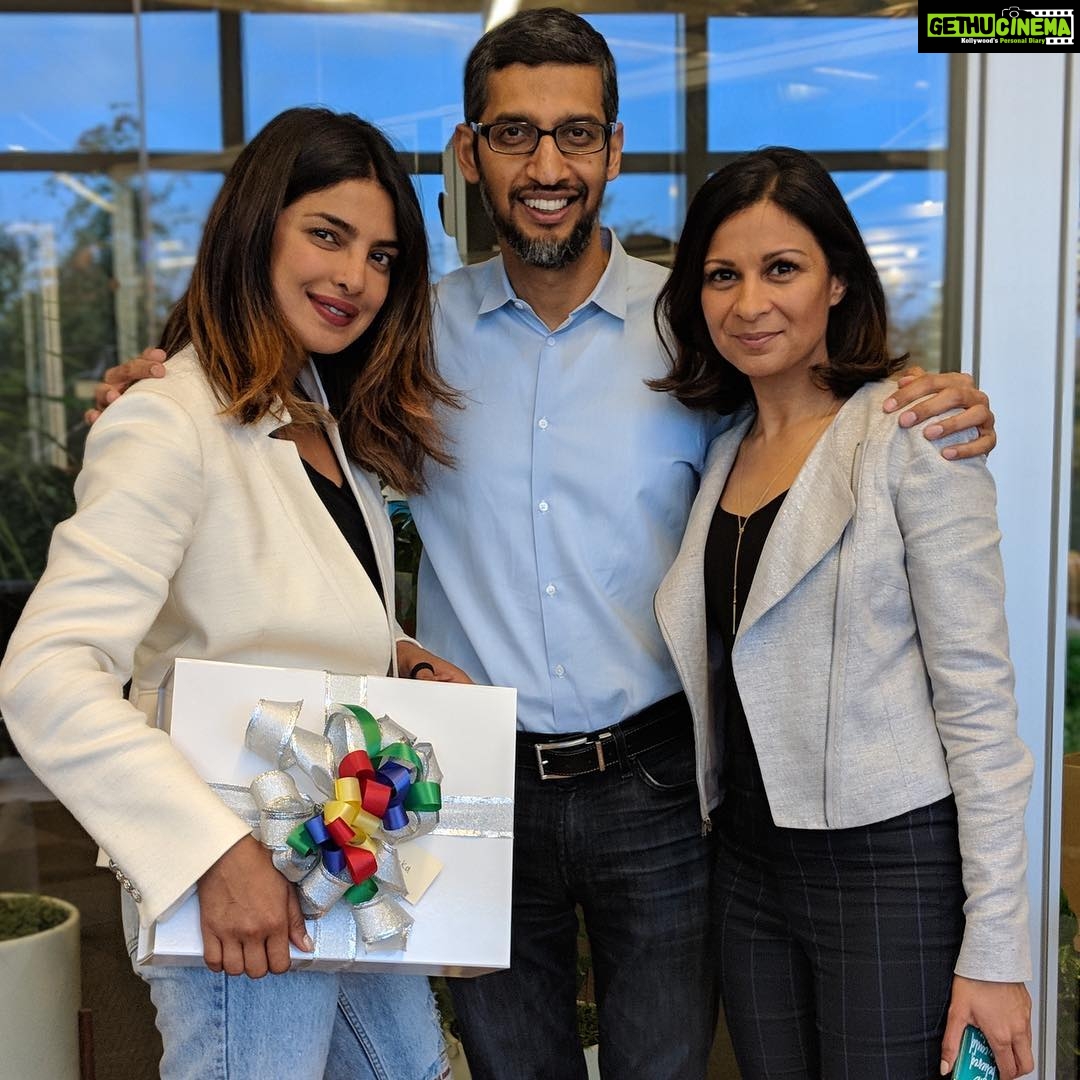 Priyanka Chopra Instagram - It was amazing to finally meet you @sundarpichai 🙏🏽😊 love to the family.. #google @anjula_acharia