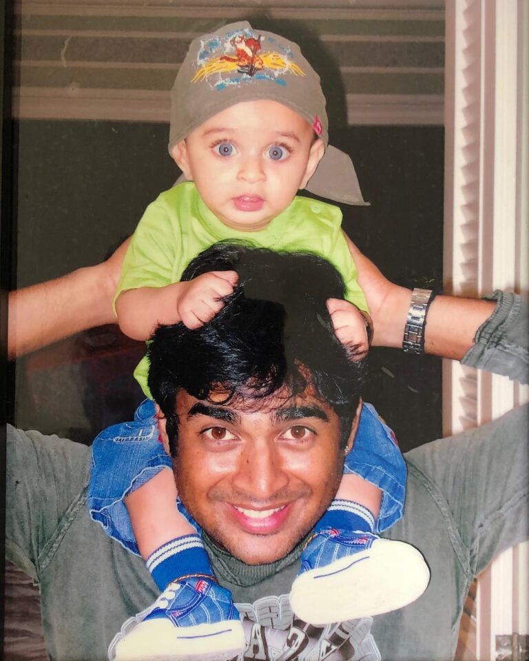 R. Madhavan Instagram - When The biggest thrill for my boy was to sit on his fathers shoulders. Those were the days. Now I think he can lift me like this on his shoulders.