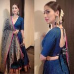 Raai Laxmi Instagram - Trailer launch of #whereisthevenkatalakshmi 🌹wearing this stunning blue lahenga by : @shravankummar styled by : @nischayniyogi Jewelry by @storeanonym Make up : @sahil_shaikh_16 Hair : @kajal._komal Managed by : @viniyardfilms Asst : @santoshsarvade #indianattire #look4 #promotions