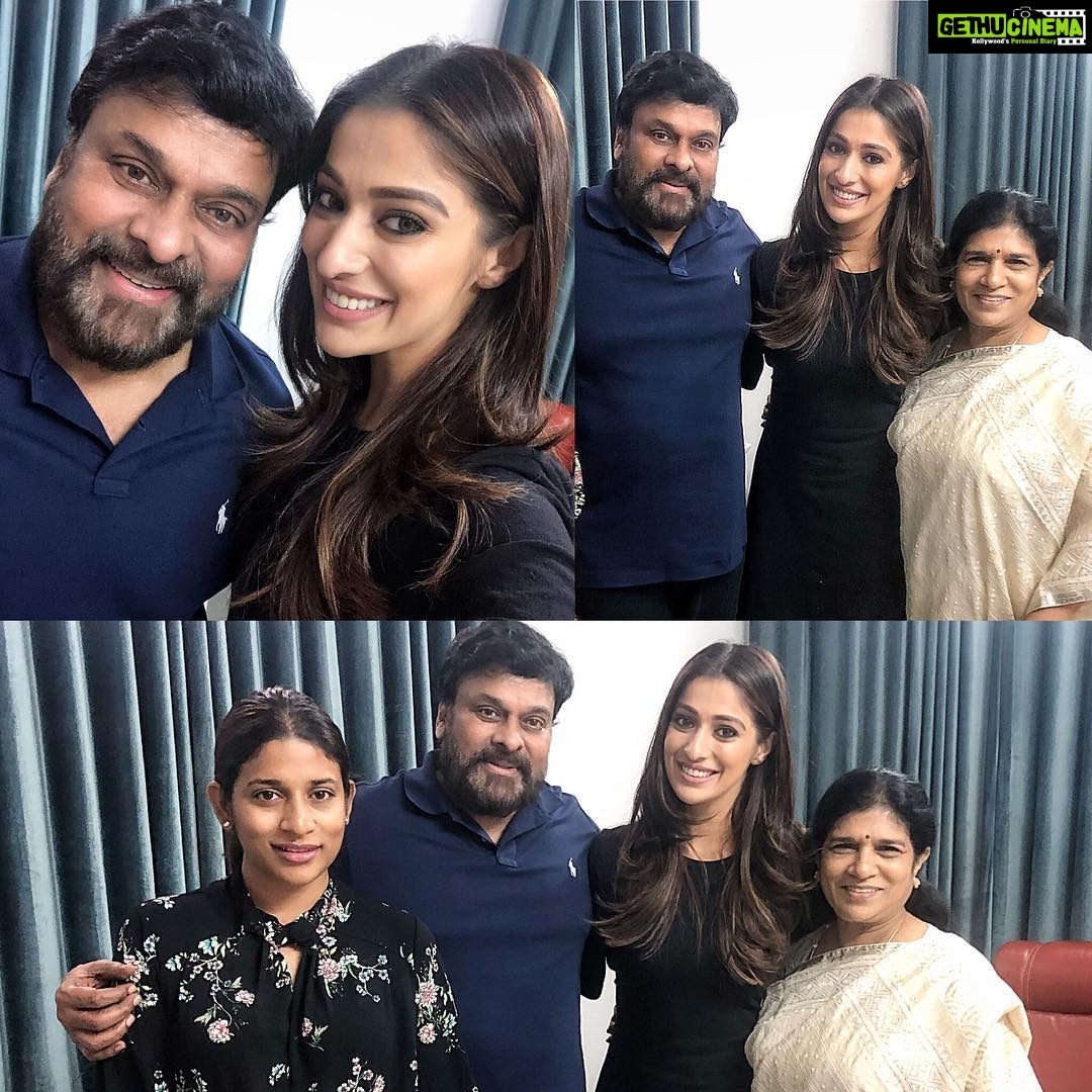 Raai Laxmi Instagram - Another schedule wrap of #WHEREISTHEVENKATLAXMI & couldn't hv been so special & memorable being in Hyd.. #Rathalu 😁met her fav ultimate man after ages #ChiranjeeviSir &family it’s like coming bk home when I meet them😘Thank U for ur time& Surekha aunty for the best yummy food & sus for giving me amazing company 💖😍 had the most wonderful time with the family ☺️💐much much love 💖 Days like these make me so so happy & blessed ❤️