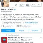 Raai Laxmi Instagram – Yay…. 400k followers on Twitter thanks my luvlies for all ur support ,love n care forever !  Muahh 😘 #fans #mystrength much much love to all ❤️💕😘