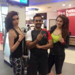 Raai Laxmi Instagram – Post workout we managed to pose n look good 😂 with the man behind our sweat 😨💪🏻 pushing us always