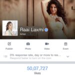 Raai Laxmi Instagram - Thank u for all the amazing love n support 🙏🏻 means a lot feels truly special to have such amazing fans #overwhelmed#speechless #proud #love #fans #facebook 5M followers lots of love from #RL 😘