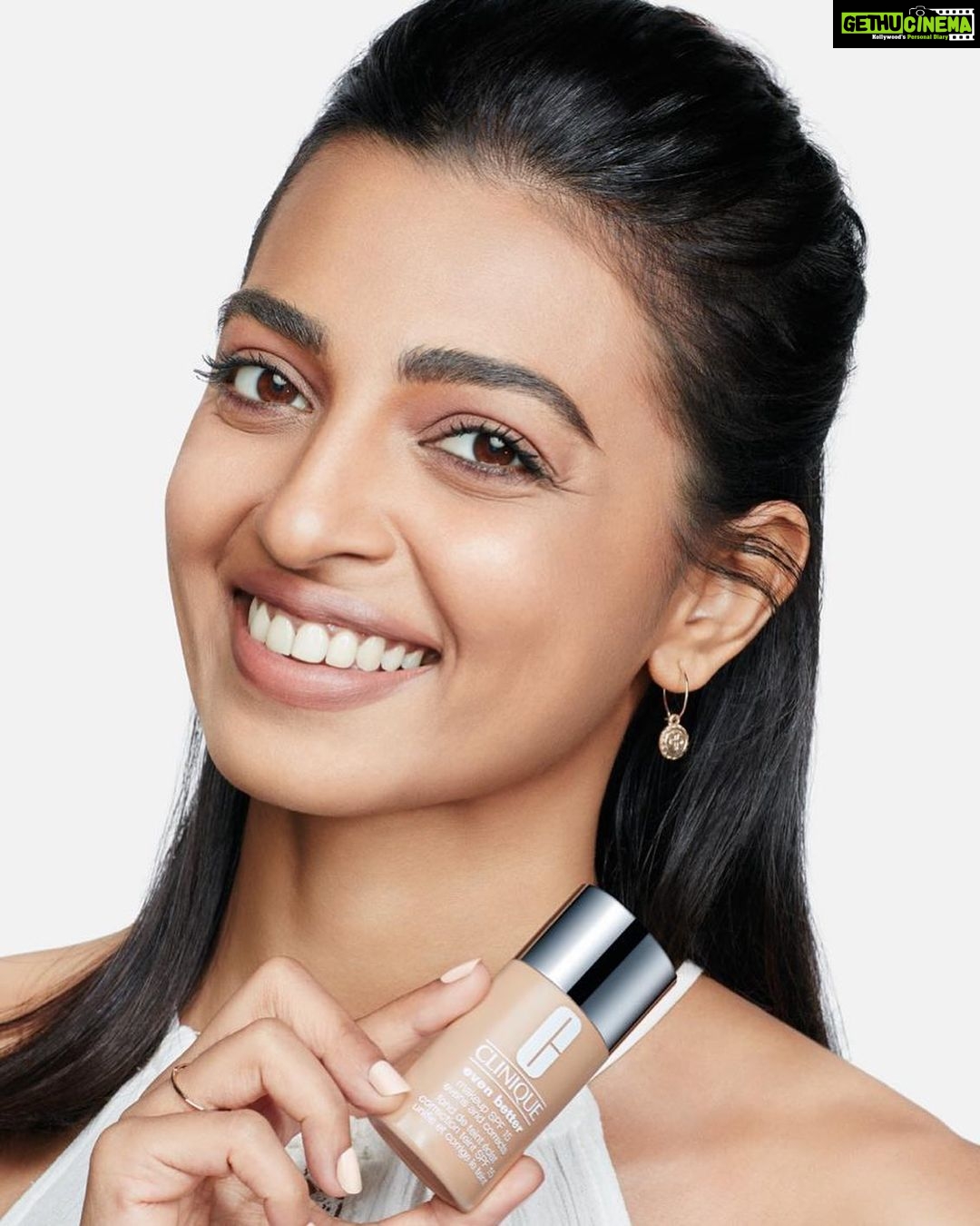 Radhika Apte Instagram - My #EvenBetter news is here! My skin loves #EvenBetter Foundation, because its more than just makeup - it's skincare too! Infused with Vitaminc C & E, this light weight, humidity resistant foundation actively improves your skin the more you wear it - leaving your skin looking radiant and more even toned in Indian weather. #RadhikaXClinique #FragranceFree #ParabenFree #HappySkin