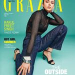 Rakul Preet Singh Instagram - COVER TIME ❤️ grab your July issue now 😁. Mesh turtleneck, jeans and ankle strap heels by @hermes, cuff and metal bangle- @enindedesign, earrings by @mishodesigns Photographer @aneevrao Fashion Director: @pashamalwani Make-up: Salim Sayyed @im__sal Hair: Tina Mukharjee @tinamukharjee Words: Tanya Mehta @tanya.91 Assisted By: @nishthaparwani and @nahidnawaaz PR:@chadhameghna