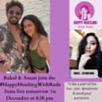 Rakul Preet Singh Instagram - Welcome to the first episode of #happyhustlingwithrudz with actors @rakulpreet & @aman01offl .Meet the successful sister-brother duo - Rakul & Aman , who have proudly launched their new app #StarringYou - an app that creates a database of aspirants and employers who can now have access to each other and make a career in this film industry. So for all the hustlers , here is your opportunity to shine in the showbiz .The triumphs of the under-dogs will always inspire us , because their hustle was never easy and they were carelessly written off . Their victories become our victories. So , join my live tomorrow, 1st December at 8:30 pm to listen to some inspiring anecdotes . Send me your questions here with #happyhustlingwithrudz and I shall get Rakul & Aman to answer them . Keep hustling ❤️ #instalive #rakulpreetsingh #rakulpreet #amanpreetsingh #rudranichattoraj #InstalivewithRudz #hustle #inspriation #films