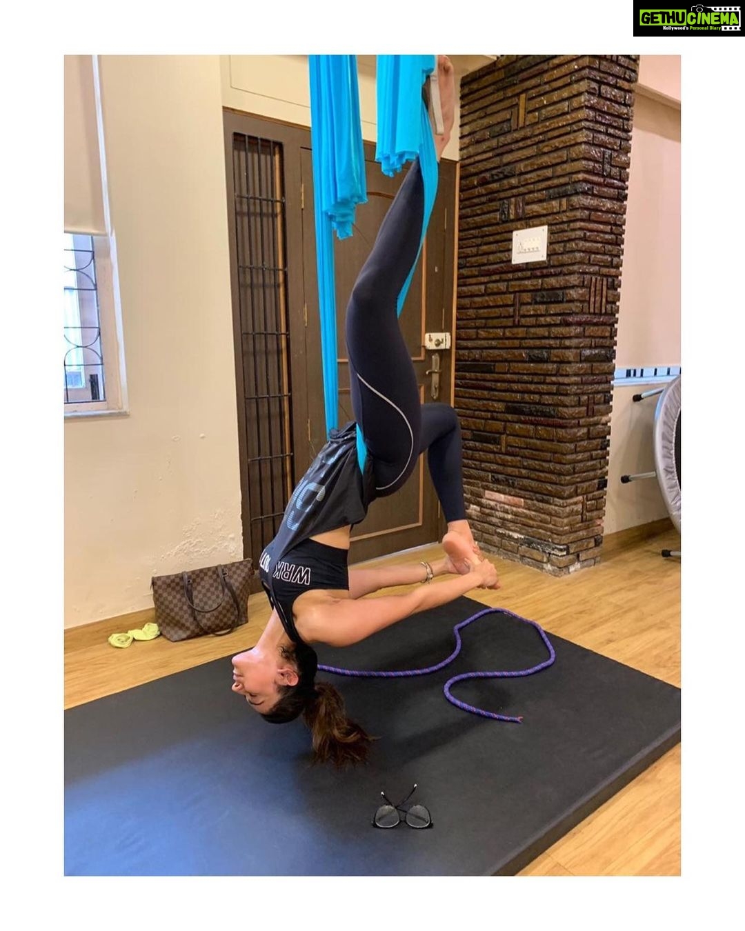 Rakul Preet Singh Instagram - #happyinternationalyogaday to all of you.. I was never a yoga person until I did a class with @anshukayoga . These inversions have been life altering. My world is perfect when I hang upside down ..internal peace , happiness , calm and recovery from injuries . Thankuuu @anshukayoga for making me an addict .. ❤️😘 #idy2019 #ayush #yogaday2019 #zindagirahekhush #anshukayoga