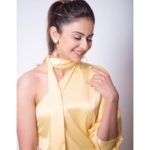 Rakul Preet Singh Instagram - Obsessed with yellow this summer.. wearing @amorecoutureofficial @aaree_accessories @rishabhkphotography styled by @d_devraj ❤️