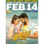 Rakul Preet Singh Instagram – Fall in love on Feb14 .. #DEV ❤️releasing.. @rajathravishankar #karthi