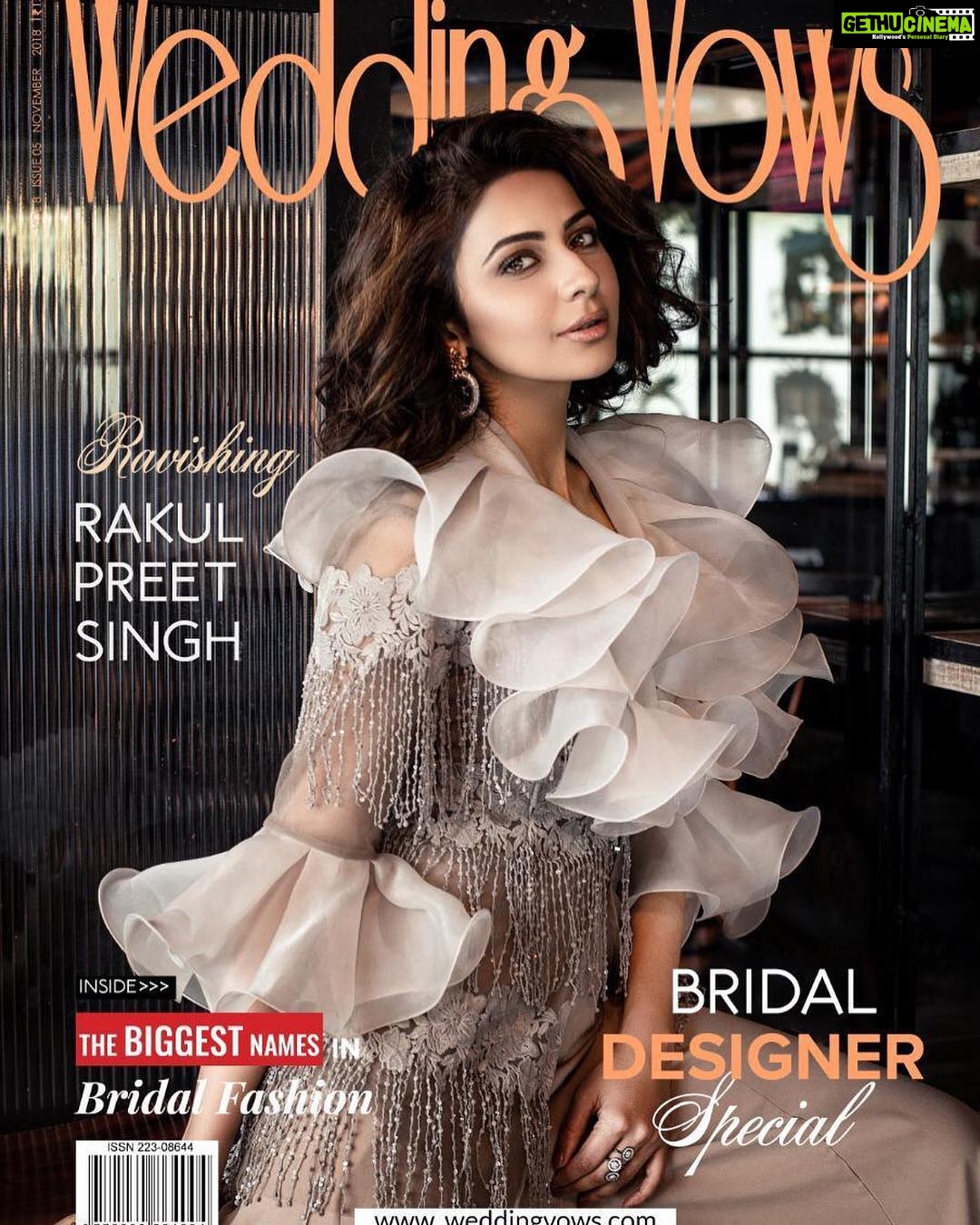 Rakul Preet Singh Instagram - And here you go !! #NOV issue of @weddingvows_insta ❤️ grab your copies now !! #wedding season @abhyudayakaramchetu Photographer: @ipshita.db Photography assistants: @diveshsuvarna @_4._one @darshil_kanabar Stylist: @nehagodhwani9 Styling intern: @_smansi @isurajvarma Hair: @manojchavan61 Makeup: @im_sal Outfit: @neeta_lulla Earrings: @curiocottagejewelry Ring: @anaqajewels Footwear: @oceedeeshoes BTS videographer: @eternityweddingfilmsindia Post production: @retouchingartists Location: @truetrammtrunk