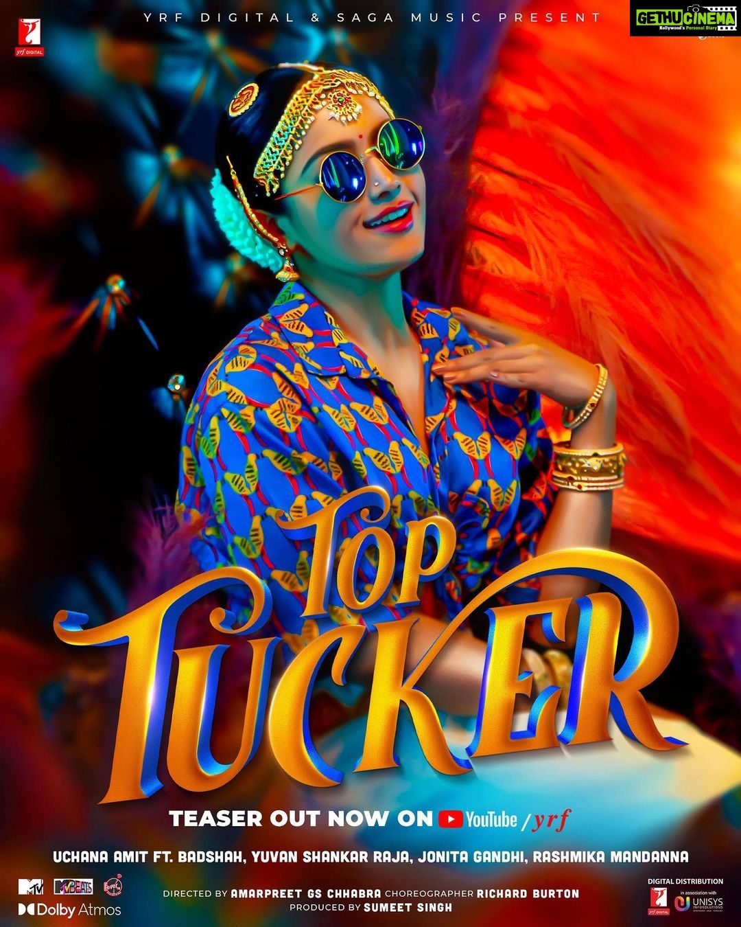 Rashmika Mandanna Instagram - Top top top tucker.. ππ» this is so exciting.. 1st time Iβve done something like this.. ππ» and Iβve got to do it with the best in their respective industries.. yaaaaay!! So exciting.. releasing soon you guys!! π₯³ I know Iβll be listening to this at weddings, school functions, parties, in videos.. everywhere!! ππ»ππ» trust me you are in for a good dance number here! ππ»ππ»β¨ @badboyshah @theuchana @itsyuvan @jonitamusic @sumeetsinghm @yrf @sagamusic @unisysinfosolutions @santha_dop @amarpreetchhabra @burtonritchie @mtvbeats @feverfmofficial @harmeetskalra #sagamusic #sagahits #unisys #dolbyatmos