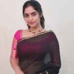 Reba Monica John Instagram - Black first, then pink ✨ #sareelove #sixyardsofelegance #workfromhome #indianhandlooms #binod