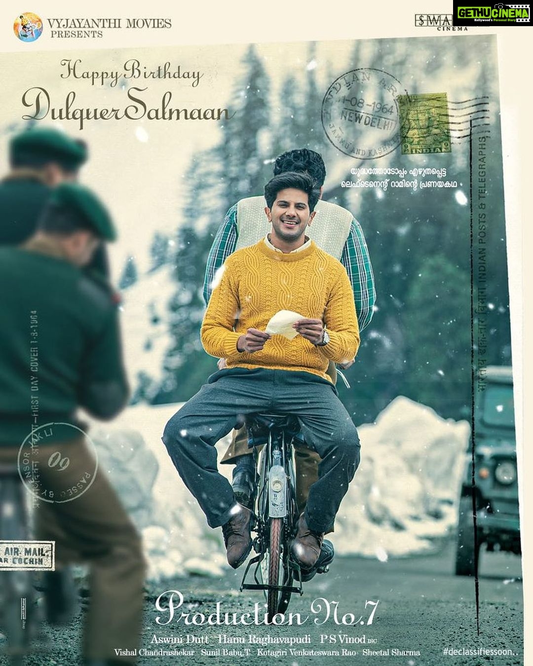 Reba Monica John Instagram - One of the finest assets to Indian cinema and a gem of a human... There are plenty who inspire but a few you truly admire. He’s one such✨ Happy birthday to you D! Wishing you love and only the best, always! @dqsalmaan P.s this looks blissful! Can’t wait to witness lieutenant Ram on the big screen 💥