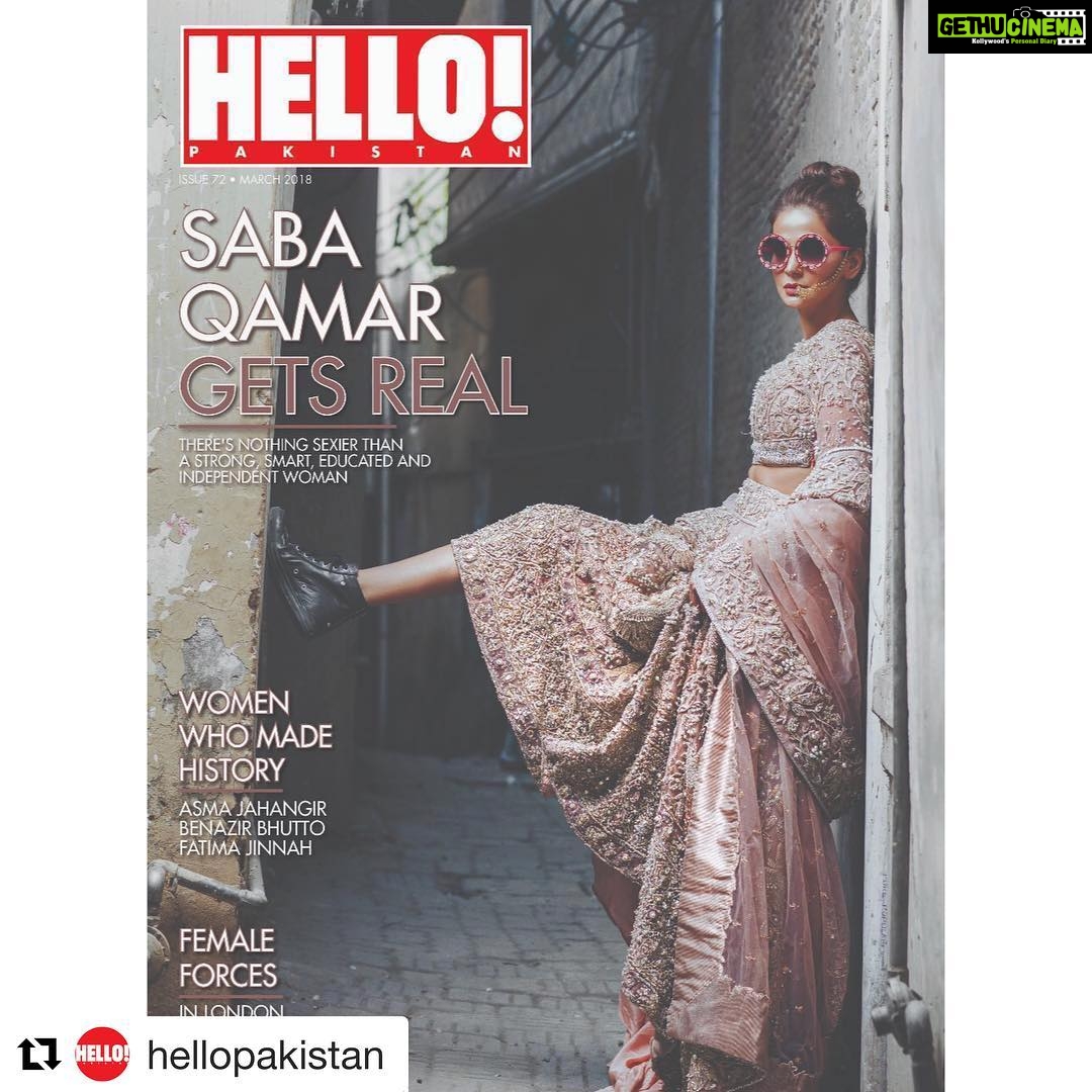 Saba Qamar Zaman Instagram - #Repost @hellopakistan with @get_repost ・・・ Revealing our March cover to present an issue where we celebrate choice as an empowered woman’s best friend. This month we put a spotlight on women who make the choice to live the life they want‼️On our cover, the bold and beautiful Saba Qamar, a truly talented, professional actor, who raises the bar in her field every time! Travel to London, Bahrain and Karachi to meet women who challenge the ordinary, including empowered change maker Lady Ghazala Hameed. Let us not forget iconic beacons from the past and present, women like the late Asma Jahangir, Benazir Bhutto and Ms Fatima Jinnah. Along with our regular line-up from the frontlines of lifestyle, entertainment and fashion, we present a gorgeous magazine dedicated to the girls and women of Pakistan! Wardrobe: @LajwantiOfficial Actor: @SabaQamarZaman Shot by @AbdullahHarisFilms Hair & Makeup: @FatimaNasirMUA Jewellery: @shafaqhabibjewellery Styling @AnaumH & @AbdullahHarisFilms Coordination: MINT PR @mintcommpk #onstandsnow #marchissue #sabaqamar #lajwanti #abdullahharis #mintpr #pakistaniactors #womensissue #pakistanicelebs #Pakistan #pakistanifashion #pakistanidesigners #celebspotting #instacool #instadaily #lahore #karachi #islamabad #hellopakistan #hellomagazine