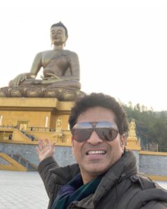 Sachin Tendulkar Instagram - Feeling blessed to have visited such a wonderful place. #buddhadordenma #SelfieSunday #BhutanDiaries