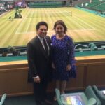 Sachin Tendulkar Instagram - Pre-match click in the Royal box with Anjali at the #Wimbledon2017 men's semi finals. Unprecedented 8th Wimbledon title in the offing! All the very best to @rogerfederer!
