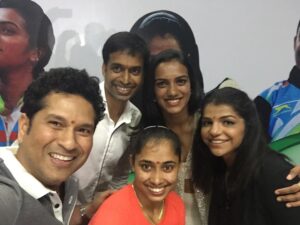 Sachin Tendulkar Instagram - In the company of champs who proved their mettle @Pvsindhu1 #sakshiMalik #dipakarmakar & super coach #PullelaGopichand