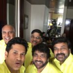 Sachin Tendulkar Instagram - The #yellowmeinkhelon selfie with new co-owners. A warm welcome to the football crazy world @keralablasters