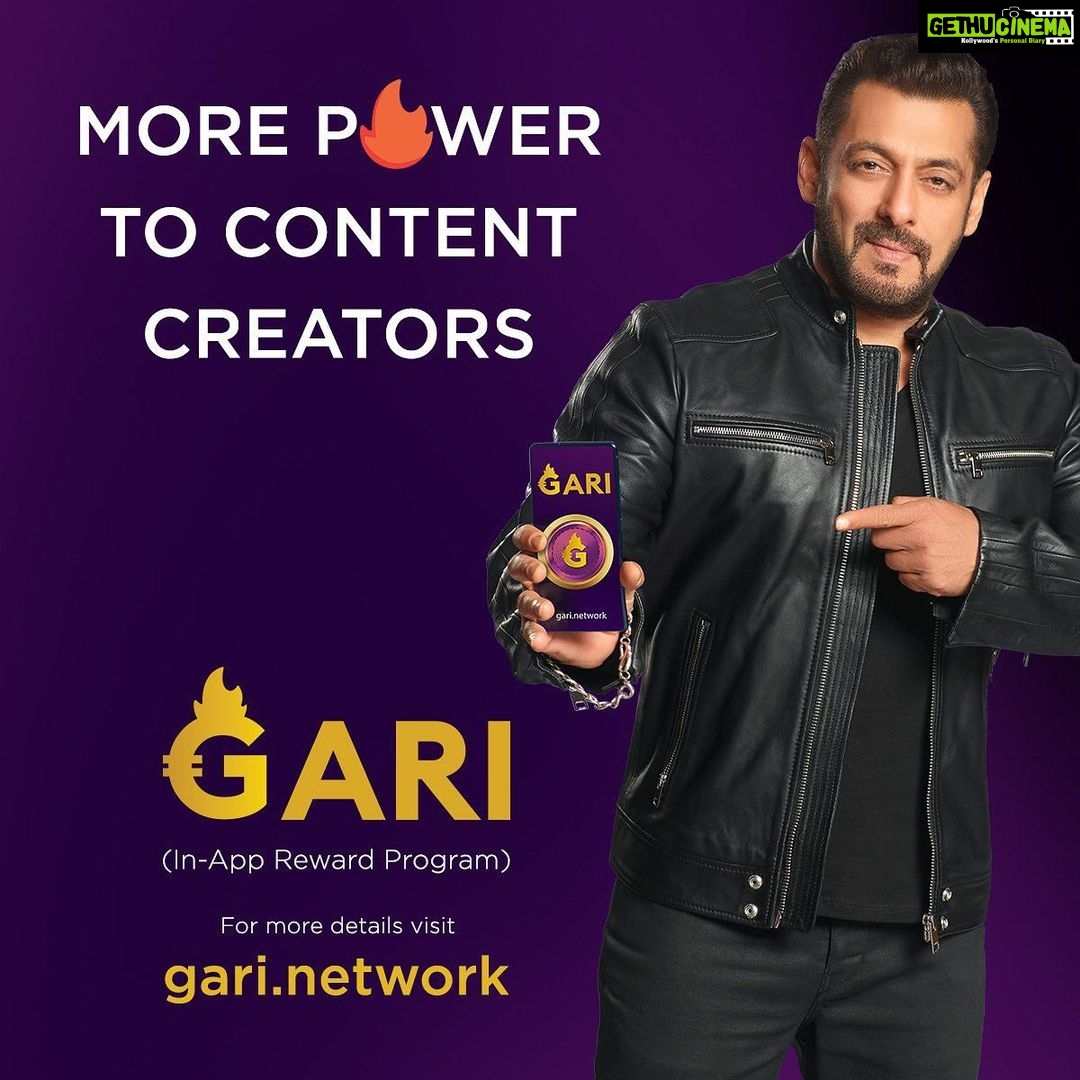 Salman Khan Instagram - Be part of a revolution in Content Creation. There’s a lot happening here: NFT Marketplace + Social Commerce + Short Videos on the Blockchain. All this & much more, powered by $GARI Tokens (Chingari’s In-App Reward Program). Dear Creator Community, time to grow together. 🔥🔥🔥 https://gari.network/ #GARI #CHINGARI