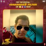 Salman Khan Instagram – Apne andar ke Chulbul Pandey ko jagaao with the special ‘Dabangg 3’ filters! #BeingChulbul 
@arbaazkhanofficial @aslisona @saieemmanjrekar @prabhudevaofficial @kichchasudeepa @nikhildwivedi25 @skfilmsofficial @saffron_bm