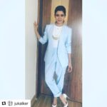 Samantha Instagram - #Repost @jukalker with @repostapp ・・・ @samantharuthprabhuoffl for an event in #chennai Wearing @mintblushdesigns Chains @dhora_india Initial chain @einaahluwalia Styled by @jukalker @6shweta #summercolors #powderblue #androgynous #mintblushdesigns #dhora #einaahluwalia #samantharuthprabhu #shwetamalpani #preethamjukalker