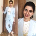Samantha Instagram - Suit by @mintblushdesigns Chains @dhora_india Initial chain @einaahluwalia Styled by @jukalker @6shweta for an event #sustainableclothing