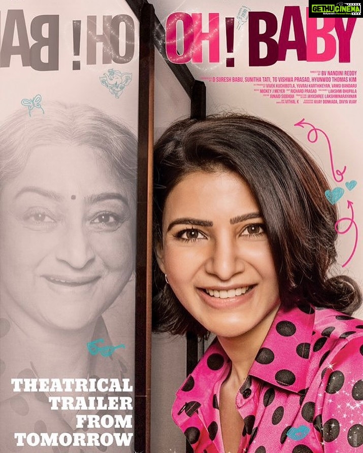 Samantha Instagram - Theatrical trailer from tomorrow 🥳🥳🥳 .. 10 am .. we really really really hope you like #ohbabyonjuly5